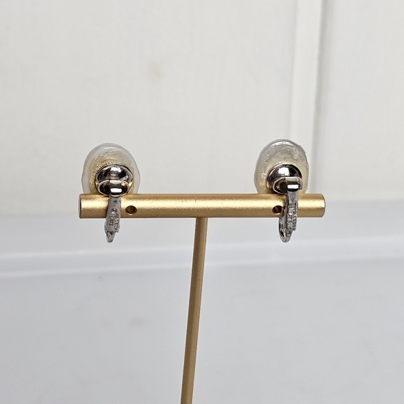 Vintage Kenneth Lane Faux Pearl Clip On Earrings Signed Circa 1990s - Picture 2 of 7